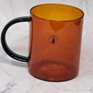 Ikea Skuggstubb Glass Mug Handmade Quality, Brown/Green 14 oz, Heigh 4", NEW